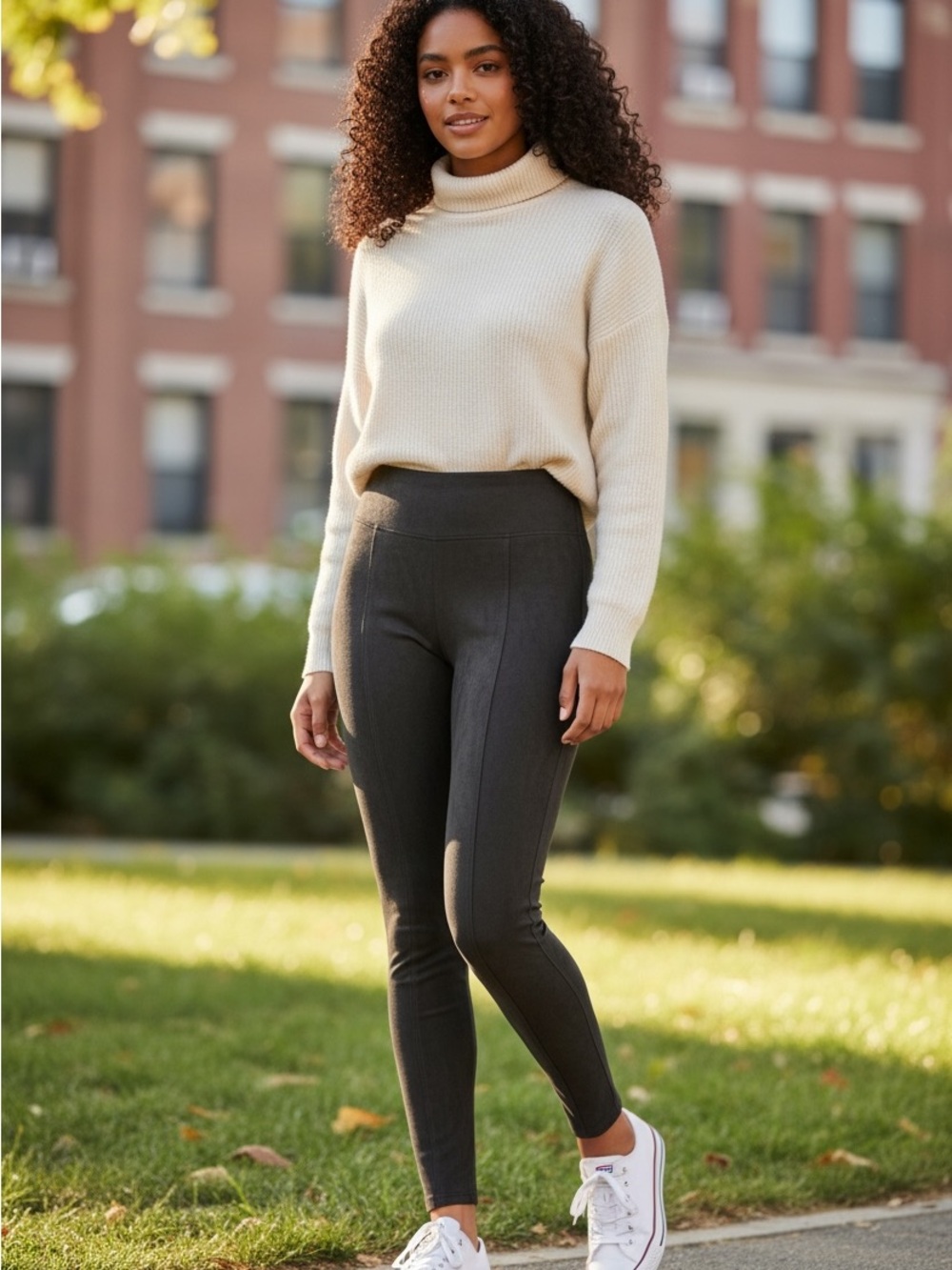 SPANX High-Waist Faux Suede Leggings – Chocolate Brown – Size Small